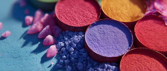 Vibrant colored powders arranged on a bright surface during an art and craft activity in a creative workspace Generative AI