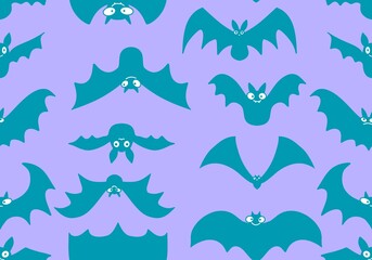 Obraz premium Halloween animals cartoon seamless bats monsters pattern for wrapping and kids clothes print and party accessories