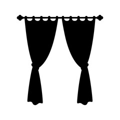 Black silhouette of curtains on a rod