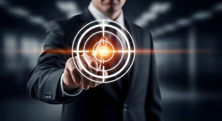 Businessman targeting success.  Strategic planning and goal achievement concept.