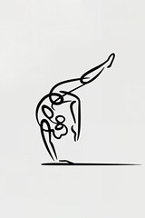 abstract logo of a female gymnast. Hand drawn sketch. Gymnastics minimalist style illustration on white background.