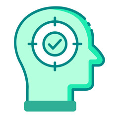 focus green filled line icon for work goal and mental productivity
