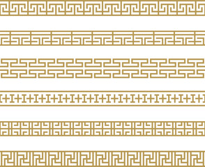 Traditional Korean Geometric Border Pattern Vector Set for Decorative Templates and Presentations