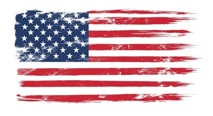 Weathered Grunge Style American Flag Isolated on White