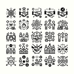 Business People Icon Set in Minimal Vector Style