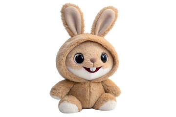 Obraz premium Adorable Brown Bunny Plush Toy in a Matching Hoodie Outfit Soft, Cuddly Companion for Kids and Collectors