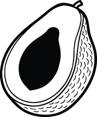 Detailed half avocado showing seed and vibrant green flesh texture isolated on white background isolated on transparent background