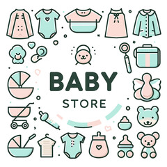 Cute and Modern Baby Store Logo Design Vector