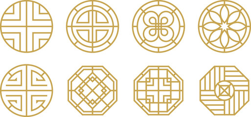 Traditional Korean Geometric Circle Patterns Vector Set for Decoration and Presentation