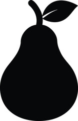 A ripe green pear with a curved body stem and leaf isolated on a white background isolated on white background isolated on transparent background