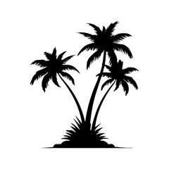 Obraz premium Three Palm Trees in Silhouette Against a White Background Creating a Tropical Vibe