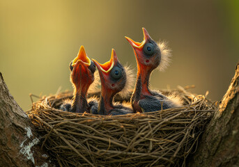 Babys birds in nest