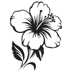 Black and white vector flower illustration with bold silhouette and tribal style design