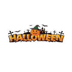 Spooky Halloween night with a scary pumpkin, bats, and a dark castle illustration perfect for an October celebration