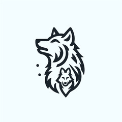 Modern Wolf Head Logo Vector Illustration in Minimal Style	