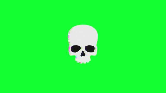 Skull Animation VHS Green Screen 4K UHD