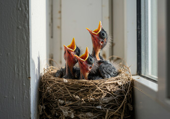 Babys birds in the nest