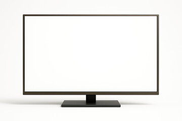 Thin-Bezel Widescreen TV with Blank White Display on White Background &mdash; Brushed Bronze/Charcoal Grey Bezel