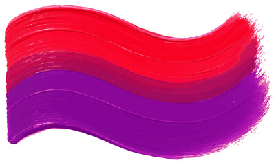 Abstract wave of red and purple paint strokes on a white background creating a colorful design.