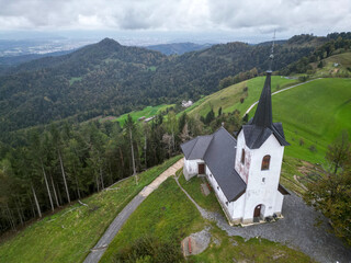 small hilltop church in slovenia saint jacob near ljubljana (europe european travel desination)...