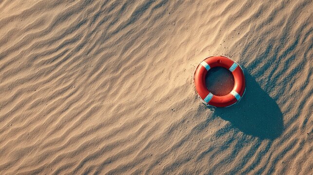 Lifebuoy on cozy summer shoreline