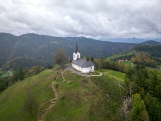 small hilltop church in slovenia saint jacob near ljubljana (europe european travel desination)...