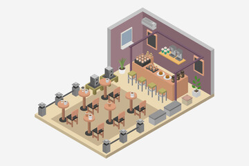 Food Court Coffee Kiosk Isometric