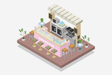 Frozen Yogurt Kiosk Isometric