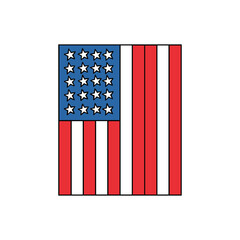 A rectangular illustration of the American flag, showing stars and stripes.