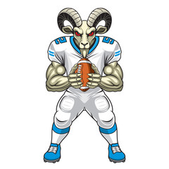 american football mascot goat vector illustration rugby goat design