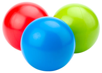 three colorful toy balls isolated on white background