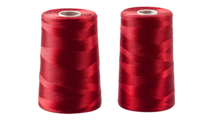 A spool of red thread for spinning, isolated on a white background , transparent png 