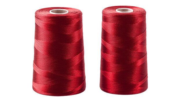 A spool of red thread for spinning, isolated on a white background , transparent png