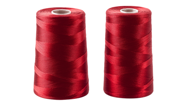 A spool of red thread for spinning, isolated on a white background , transparent png