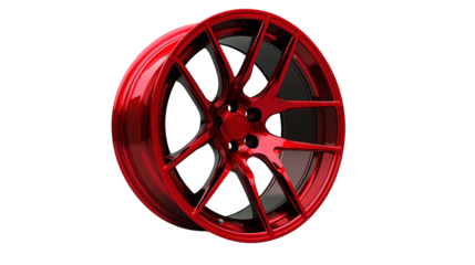 red wheel rim isolated on  white background , transparent png 