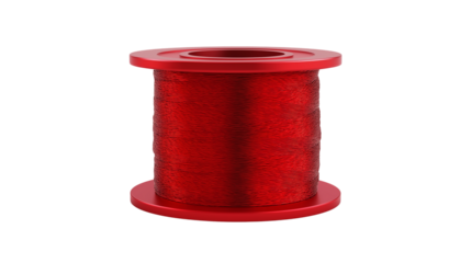 A spool of red thread for spinning, isolated on a white background , transparent png 