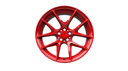 red wheel rim isolated on  white background , transparent png 