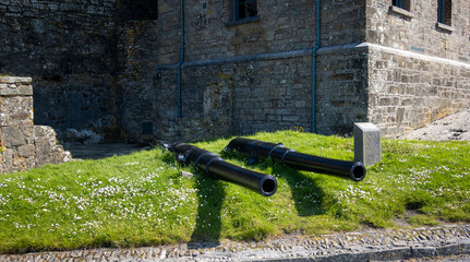 Kinsale, Ireland, May 20, 2024: Charles Fort British Fortress Ruins on Kinsale Bay with Rock Walls and Ramparts making up the castle and the Bay Defence 