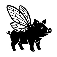 Whimsical illustration of a charming pig with delicate wings, soaring with effortless grace. This unique image embodies the spirit of fantasy and delight.