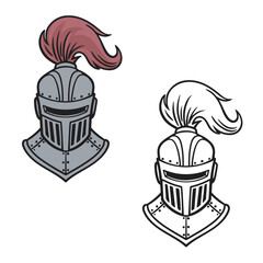 knights helmet vector illustration. Drawing. Outline. Easy to edit. 