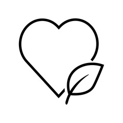 シンプルなハートと葉のアイコンロゴデザイン