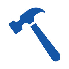 Hammer Icon in flat style isolated on white background. Blue Hammer for web, app, logo, UI.tool for industrial workers. Equipment for repair and reconstruction. Vector illustration, EPS10