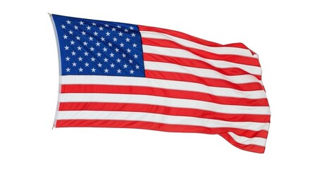 Fototapeta premium Isolated American Flag Waving Against a White Background