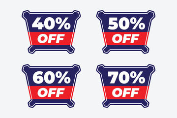 Sale title tag design, 40% off, 50% off, 60% off,  70% off tags template