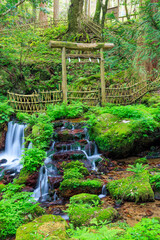 初夏の瓜割の滝　福井県三方上中郡　Uriwari Falls in early summer. Fukui Pref,...
