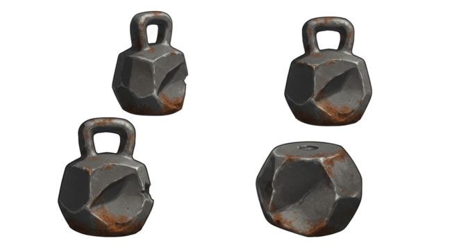 Set of Rough Stone Weight Objects Isolated Against a Seamless White Backdrop - Powered by Adobe