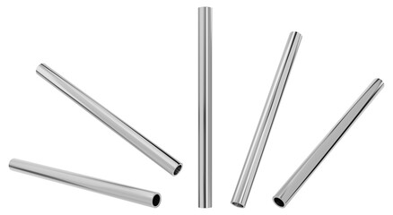 Isolated metal pipes set. 3D rendered image.