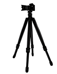 Black Camera on Tripod PNG