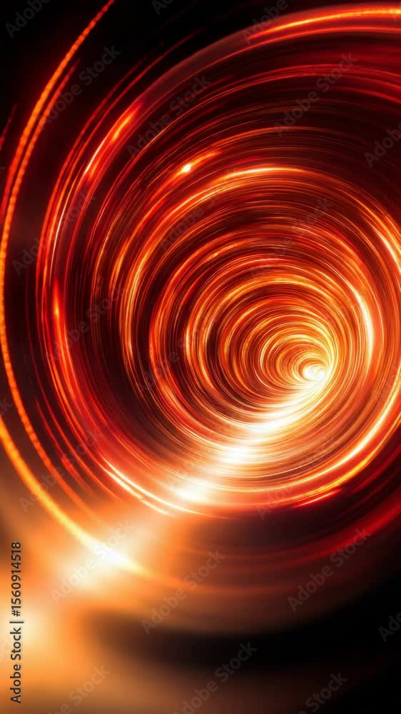 Poster glowing swirling vortex in warm reds and golds, abstract motion concept