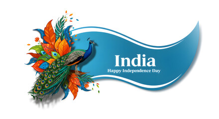 Peacock bird illustration india flag art design vector background celebration independence day national symbol beauty feather nature wildlife elegance